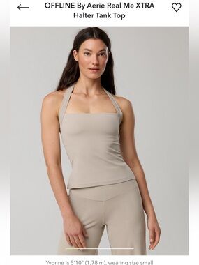 aerie Halter Tank Top in Neutral Beige